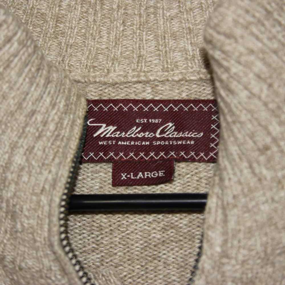 Marlboro Classics Mens Quarter Zip Sweater Tan X Large West‎ American Sportswear